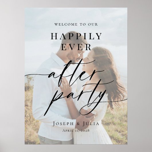 Poster Happily Ever After Party Welcome photo wedding (Devant)