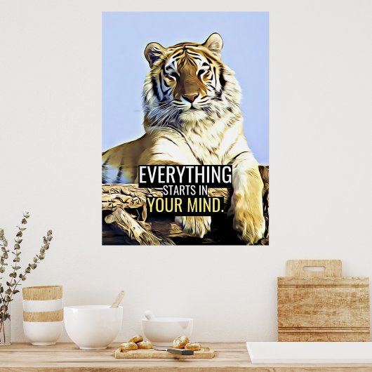 Poster Happiness Citer Tout Commence Dans Votre Esprit (Cuisine)