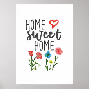 Poster Happiness Cote Home Sweet Home Flowers