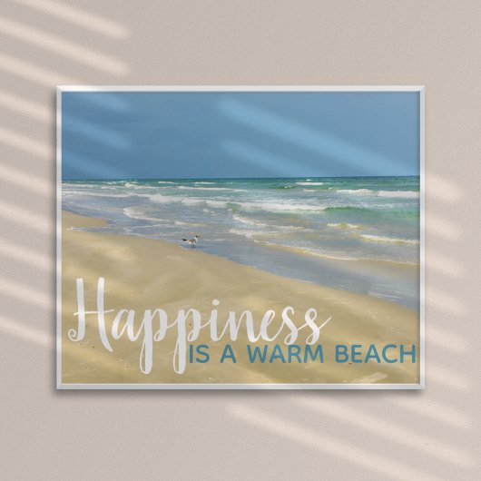Poster Happiness is a Warm Beach Funny Seaside Home