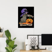 Poster Happpy Halloween Chat avec Citrouille (Bureau à domicile)