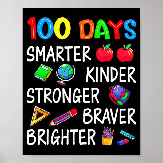 Poster Happy 100 Days Of School 100th Day Of School Kids  (Devant)
