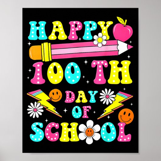 Poster Happy 100th Day Of School 100 Days Of School Teach (Devant)