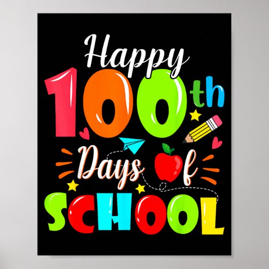 Poster Happy 100th Day Of School Funny Teachers Sudents K (Devant)