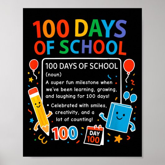 Poster Happy 100th Day Of School Student Design, 100 Days (Devant)