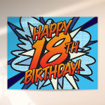 POSTER HAPPY 18TH BIRTHDAY<br><div class="desc">Dites HAPPY 18TH BIRTHDAY la façon pop art et mettre le fouet, bang, zap dans la fête de célébration du grand jour. Un panneau d'anniversaire amusant, cool et tendance rétro de la bande dessinée pop art qui met le fouet, zap, pow dans votre événement spécial de célébration. Conçu par ComicBookPop©...</div>