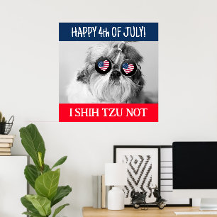 Poster Happy 4 juillet i shih tzu pas chien USA drapeau M