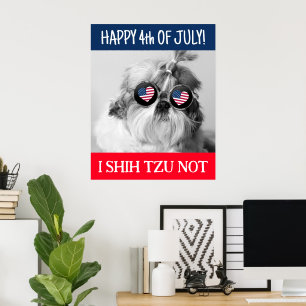 Poster Happy 4 juillet i shih tzu pas chien USA drapeau M