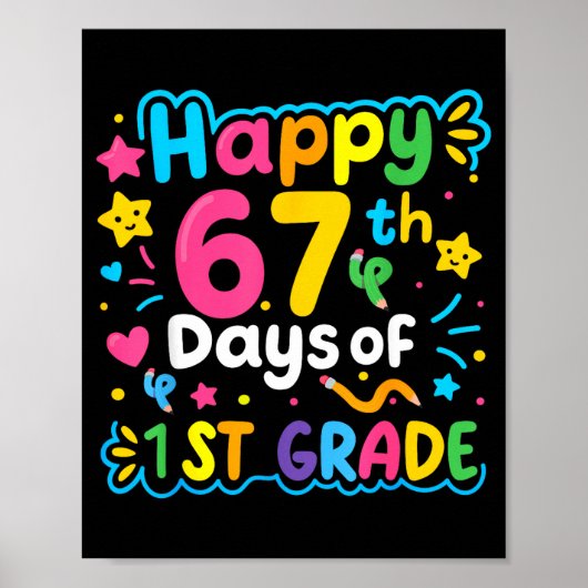Poster Happy 67th Day Of 1st Grade School Meme 67 Kids Te (Devant)