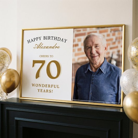 Poster Happy 70th Birthday Personalized Photo Party Sign