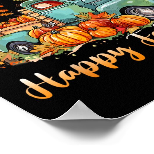 Poster Happy Automne Y'all Camion Citrouille Automne Arbr (Coin)