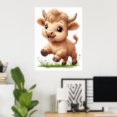Poster Happy Baby Highland Cow Nursery Art (Bureau à domicile)