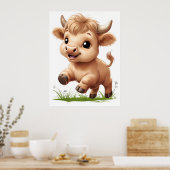 Poster Happy Baby Highland Cow Nursery Art (Cuisine)