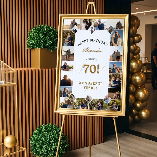 Poster Happy Birthday Cheers To 70 Years Photo Collage