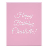 Poster Happy Birthday custom script name text light pink (Devant)