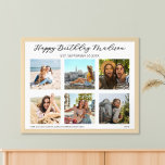 Poster Happy Birthday Personnalisé Photo Collage<br><div class="desc">Créez votre propre photo d'anniversaire personnalisée collage d'affiches. Facile à personnaliser en ajoutant six de vos photos préférées et du texte personnalisé incluant la date d'anniversaire,  le message ou le devis.</div>