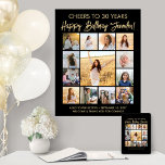 Poster Happy Birthday Photo Collage moderne Noir et Or<br><div class="desc">Ajoutez un design personnalisé Happy Birthday souhait aux décorations de fête avec un collage photo moderne 24"x30" poster. Les images et toute la formulation de ce modèle de signalisation téléchargeable sont simples à customiser. Les couleurs et les styles de police sont faciles à modifier avec l'outil Zazzle Design Editor. Le...</div>