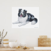 Poster Happy Blue Merle Bordure Collie Chien Imprimer (Cuisine)