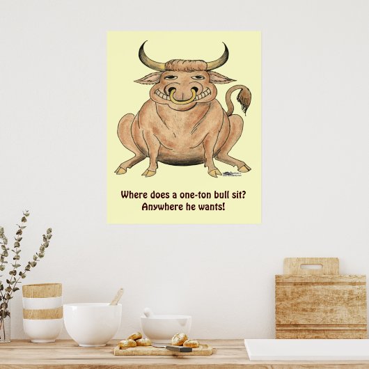 Poster Happy Bull (Cuisine)
