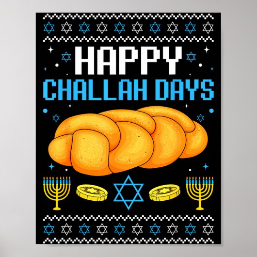 Poster Happy Challah Days Ugly Christmas Hanukkah  (Devant)