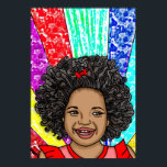 Poster Happy Curls Pop Art Laughl Girl<br><div class="desc">Adorable petite fille afro-américaine riant avec des couleurs vives et audacieuses,  rouge,  violet,  jaune,  art numérique bleu.</div>