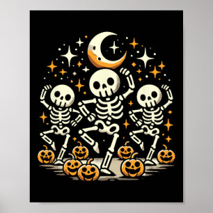 Poster Happy Dancing Skeleton Halloween F Citrouille femm