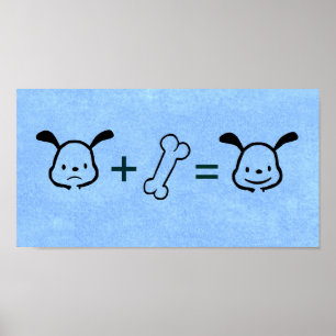 Poster Happy Dog Math Print - Bleu