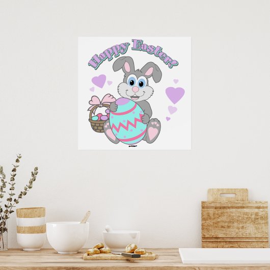 Poster Happy Easter ! Bunny Easter (Cuisine)