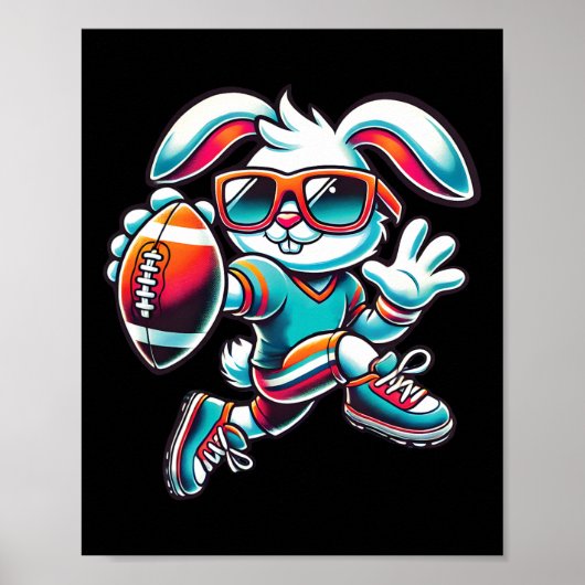 Poster Happy Easter Bunny Quarterback Receiver Football B (Devant)