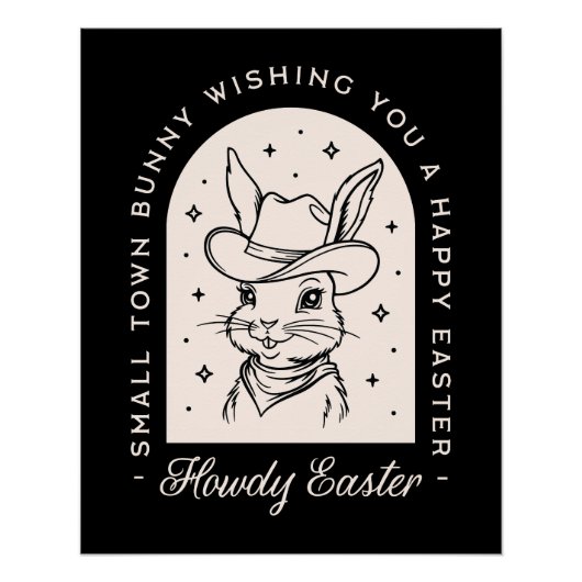 Poster Happy Easter bunny western theme funny greetings (Devant)