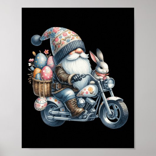 Poster Happy Easter Day Bunny Spring Gnome Easter Egg Hun (Devant)