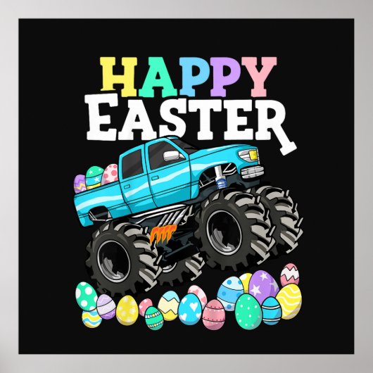 Poster Happy Easter Monster Truck Easter Eggs (Devant)
