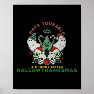 Poster Happy Éffrayant HallowThanksMas Halloween Noël F