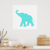 Poster Happy Elephant Art Green Motif moderne (Cuisine)
