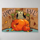 Poster Happy Fall Owl et Citrouille (Devant)