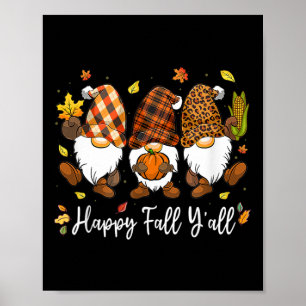 Poster Happy Fall Y'all Gnome Camion Citrouille Automne M