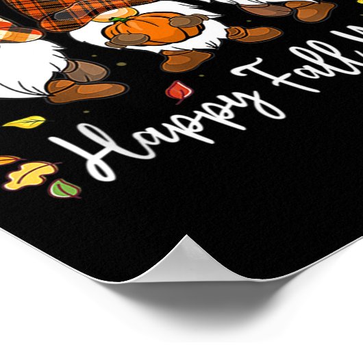 Poster Happy Fall Y'all Gnome Camion Citrouille Automne M (Coin)