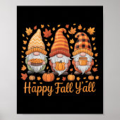 Poster Happy Fall Y'all Gnome Citrouille Automne Thanksgi (Devant)
