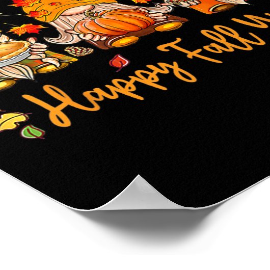 Poster Happy Fall Y'all Gnome Citrouille Automne Thanksgi (Coin)