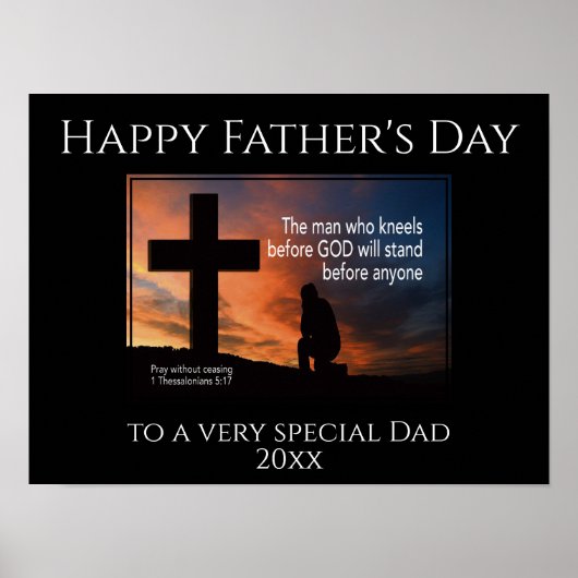 Poster Happy Father's Day MAN OMS KNEELS BEFORE GOD (Devant)