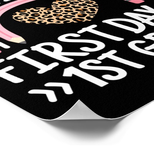 Poster Happy First Day Of 1st Grade Leopard Rainbow Teach (Coin)