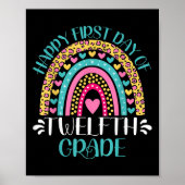 Poster Happy First Day Of Twelfth Grade 12th Grade Back T (Devant)