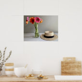 Poster Happy Gerbera Fleur colorée +Nom personnalisé (Cuisine)