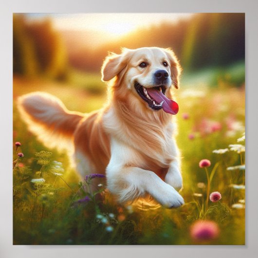 Poster Happy Golden Retriever (Devant)