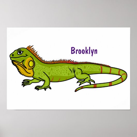 Poster Happy green iguana cartoon (Devant)