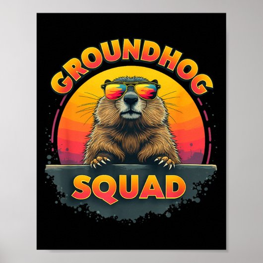 Poster Happy Groundhog Day 2025 - Fun Groundhog Squad App (Devant)