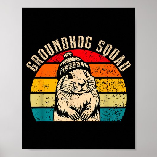 Poster Happy Groundhog Day 2025 Groundhog Squad Woodchuck (Devant)