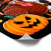 Poster Happy Hallothanksmas Funny Halloween Thanksgiving  (Coin)