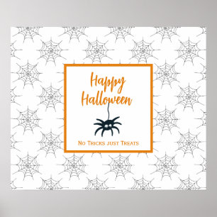 Poster Happy Halloween araignée cobweb pas de truc juste 