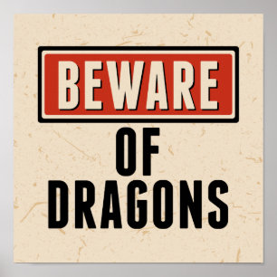 Poster Happy Halloween Beware of Dragons